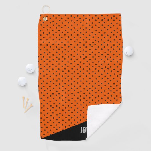 Monogram Retro-Oranje en zwarte pooldots Golfhanddoek (Insitu)