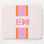 Monogram Retro Roze Sinaasappel Muismat (Voorkant)