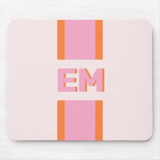 Monogram Retro Roze Sinaasappel Muismat (Voorkant)