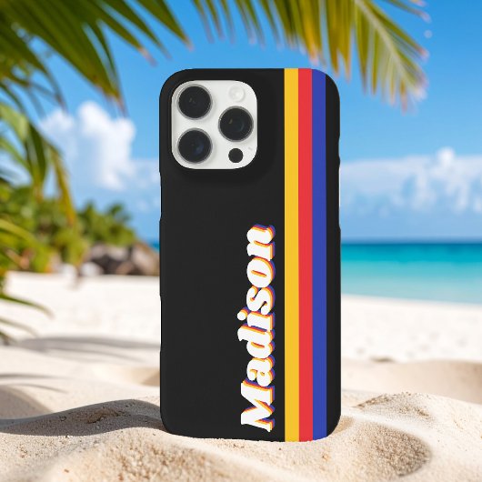 Monogram retro strepen Case-Mate iPhone case