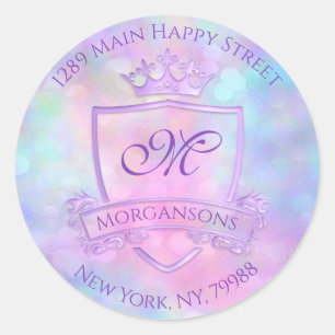 Monogram Return Address Crown Royal Holographic Ronde Sticker