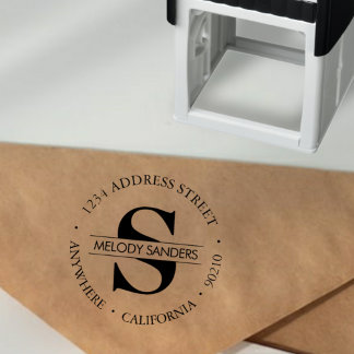 Monogram Return Address Self Inking Rubber Stamp Zelfinktende Stempel