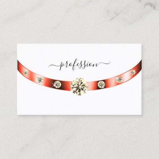 Monogram Rhinestones (witte en Roos goudgrens) Visitekaartje (Voorkant)