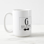Monogram Ringdrager Zwart Wit Bow Stropdas Groomsm Koffiemok (Links)