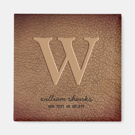 Monogram robuuste bruine leren zwarte gouden stijl magneet