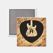 Monogram Rock en Roll Guitar Sound Wave  Magneet (Voorkant / Achterkant)