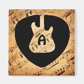 Monogram Rock en Roll Guitar Sound Wave  Magneet (Voorkant)