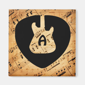 Monogram Rock en Roll Guitar Sound Wave  Magneet