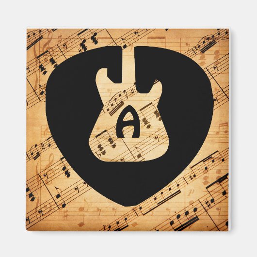 Monogram Rock en Roll Guitar Sound Wave  Magneet (Voorkant)
