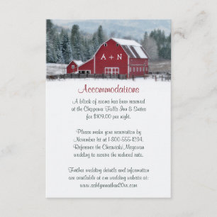 Monogram Rode Barn in Winter Wedding Enclosure Car Informatiekaartje