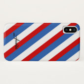 Monogram rode blauwe en witte strepen Case-Mate iPhone case (Achterkant (horizontaal))