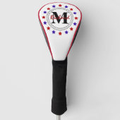 Monogram rode blauwe sterren golfheadcover (Voorkant)
