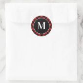 Monogram rode buffelplaat Initiaal Ronde Sticker (Tas)