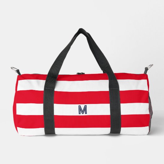 Monogram rode Cabana Stripe & gepersonaliseerde ma Plunjezak (Voorkant)