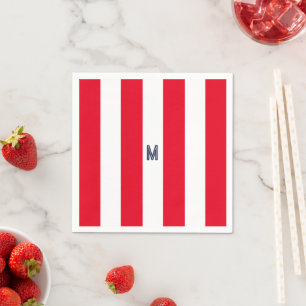 Monogram rode Cabana Stripe & gepersonaliseerde ma Servet