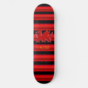 Monogram rode draak, rode metalen effectsband skateboard