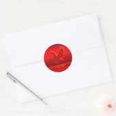 Monogram, Rode Eagle logo op rood metaaleffect Ronde Sticker (Envelop)