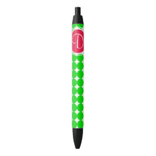 Monogram rode en groene pokadot zwarte inkt pen