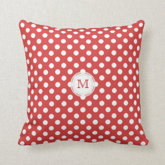 Monogram: Rode en witte poka-dot Pillow Kussen