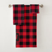 Monogram rode en zwarte Buffalo-cheque Bad Handdoek (Insitu)