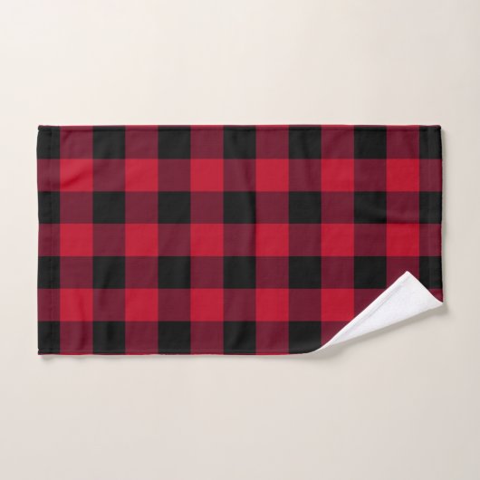 Monogram rode en zwarte Buffalo-cheque Bad Handdoek (Handdoek)