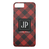Monogram rode en zwarte buffelplaat Case-Mate iPhone case (Achterkant)
