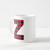 Monogram rode en zwarte buffelplaat koffiemok (Voorkant links)