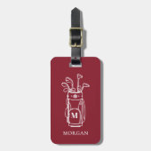 Monogram Rode Golf Bagagelabel (Voorkant verticaal)