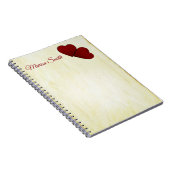 Monogram rode harten notitieboek (Rechterzijde)