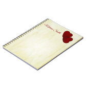 Monogram rode harten notitieboek (Linkerzijde)