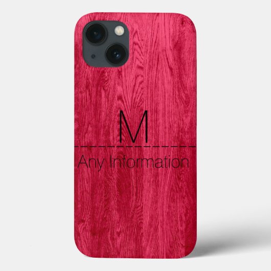 Monogram rode houtkorrel Case-Mate iPhone case (Achterkant)