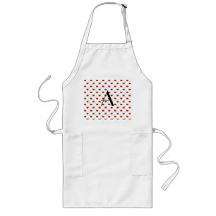 Monogram rode kersen lang schort