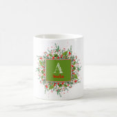 Monogram Rode Kerst elegante letter Koffie Mok (Center)