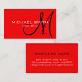 Monogram rode kleur achtergrond visitekaartje (Voorkant / Achterkant)