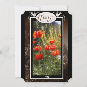 Monogram rode papavervleugels save the date
