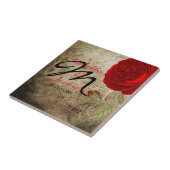 Monogram  rode roze op de achtergrond van de Grung Tegeltje (Zijkant)