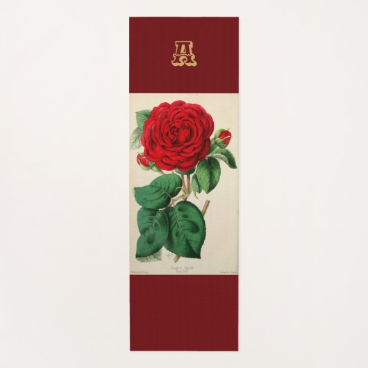 Monogram Rode rozenbloem bloei kunst Elegant Yogamat (Voorkant)