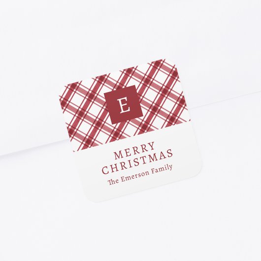 Monogram Rode Schotse Sticker