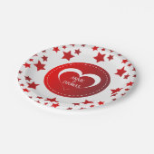 Monogram rode sterren en hart papieren bordje (Gekanteld)