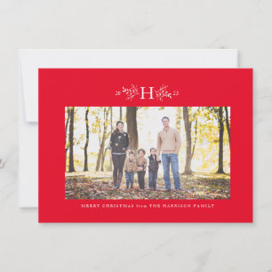 Monogram rode vakantiefoto kaart