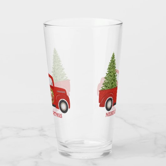 Monogram  Rode Vracht met kerstboom Glas (Links)