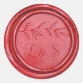 Monogram rode wax zegel bruiloft sticker (Voorkant)