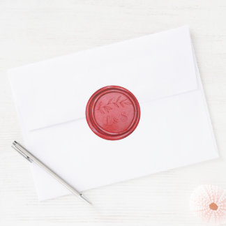 Monogram rode wax zegel bruiloft sticker