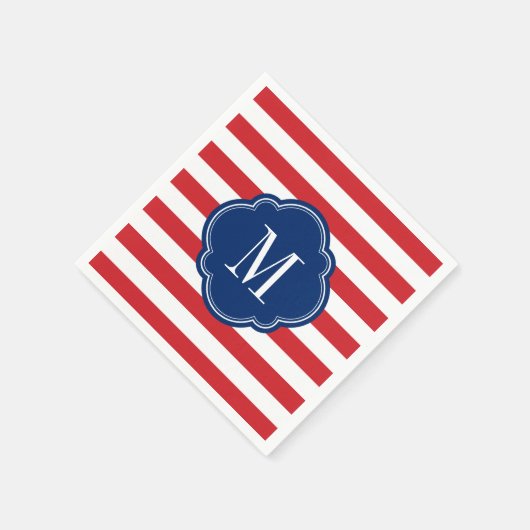 Monogram rode witte en blauwe patriottische strepe servet (Hoek)