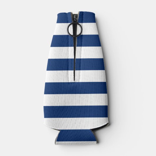 Monogram rode witte en blauwe strepen flesjeskoeler (Achterkant)