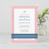 Monogram rode witte en blauwe strepen Weddenschap Kaart (Staand voorkant)