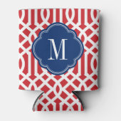 Monogram rode witte en blauwe Trellis Blikjeskoeler (Voorkant)