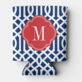 Monogram rode witte en blauwe Trellis Blikjeskoeler (Voorkant)