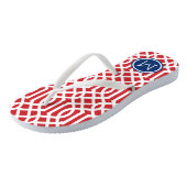 Monogram rode witte en blauwe Trellis Teenslippers (Schuin)