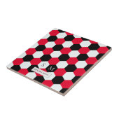 Monogram rode, zwarte en witte hexagons tegeltje (Zijkant)